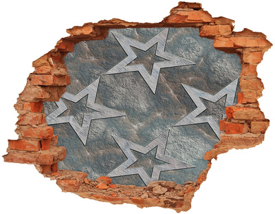 Dziura 3d fototapeta naklejka Złamana ściana z gwiazdami