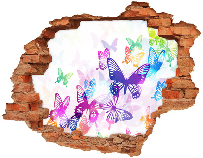 Dziura 3d fototapeta na ścianę Kolorowe motyle
