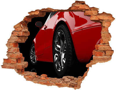 Foto zdjęcie dziura na ścianę Czerwony samochód