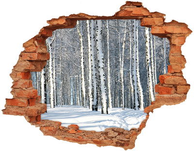 Samoprzylepna dziura na ścianę naklejka Las zimą