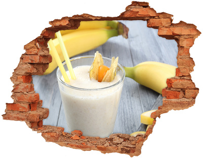Naklejka 3D dziura na ścianę Bananowy koktajl