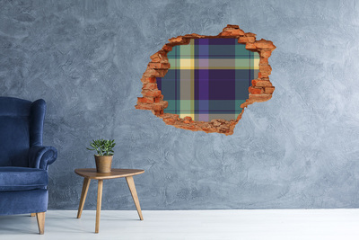 Dziura 3d fototapeta naklejka Wzór w kratę na ścianie