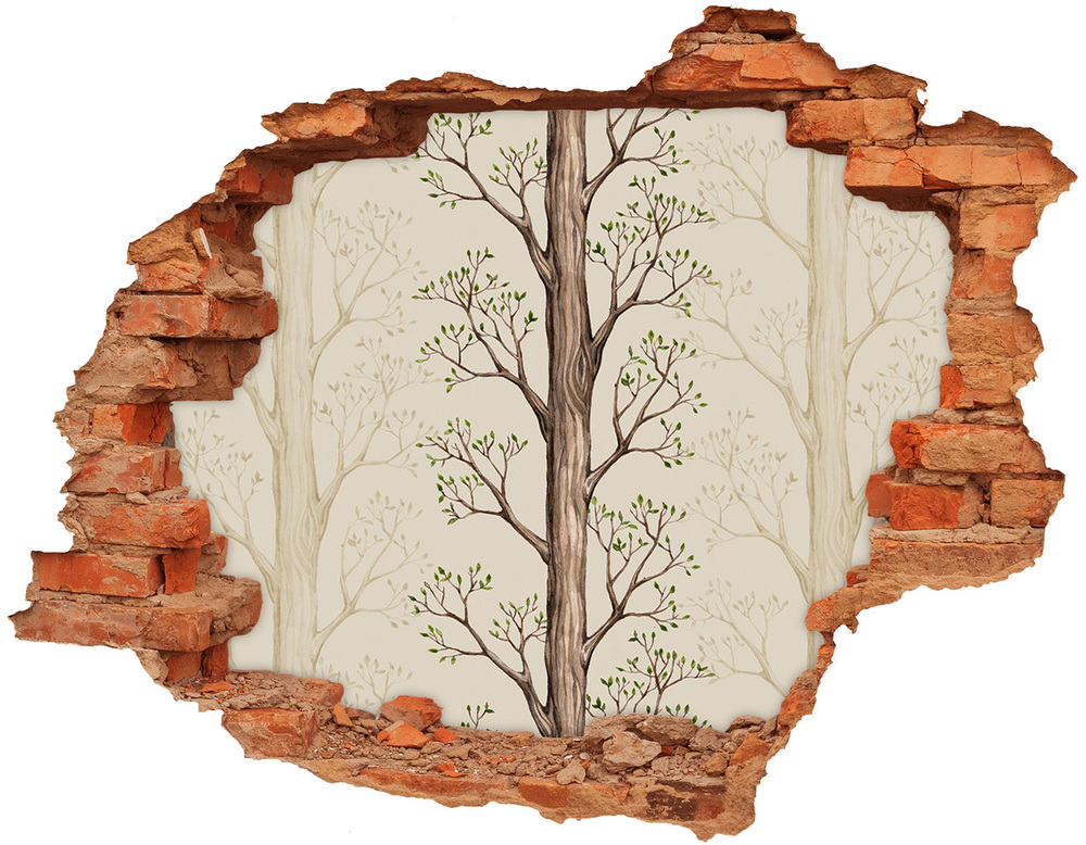 Naklejka 3D dziura na ścianę samoprzylepna Drzewa