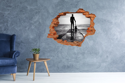 Fototapeta dziura na ścianę Muzyk na molo