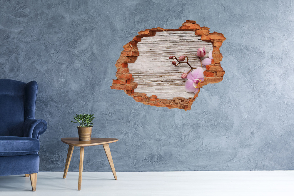 Samoprzylepna dziura na ścianę Orchidea na drewnie