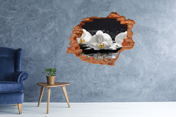 Samoprzylepna dziura na ścianę naklejka Kwiat orchidei na wodzie