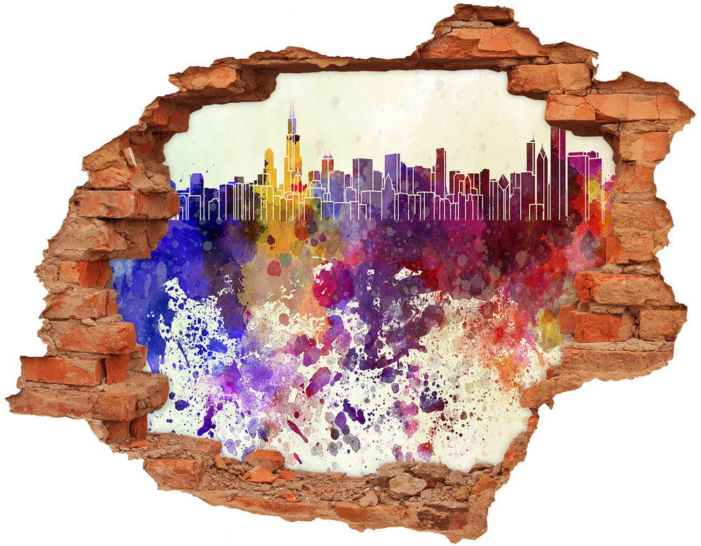Fototapeta dziura na ścianę 3d Kolorowe Chicago