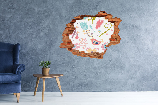 Dziura 3d fototapeta naklejka Kolorowy świat za dziurą