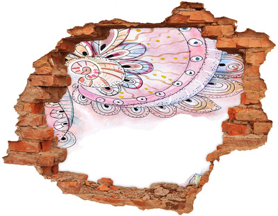 Dziura 3d fototapeta naklejka Kolorowy wzór na tle betonu