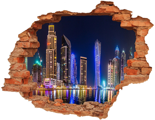 naklejka fototapeta 3D widok Dubaj nocą