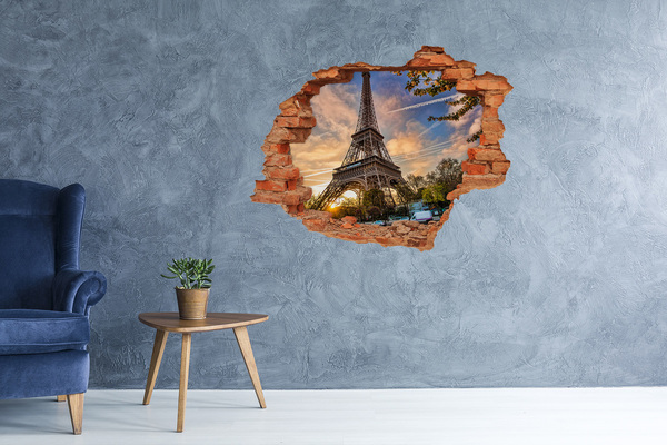 Fototapeta dziura na ścianę 3d Eiffel Tower w zachodzącym słońcu