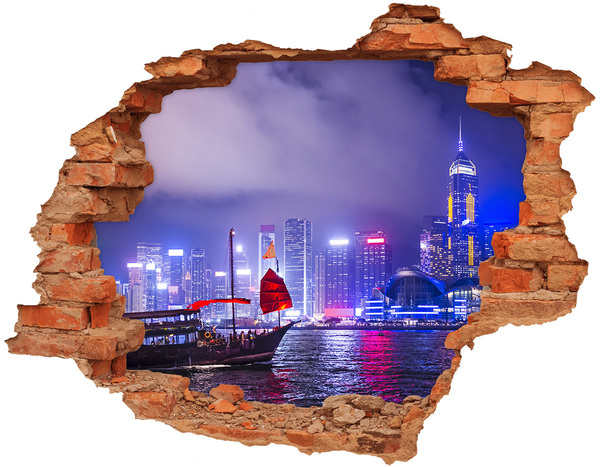 naklejka fototapeta 3D widok Hong kong nocą