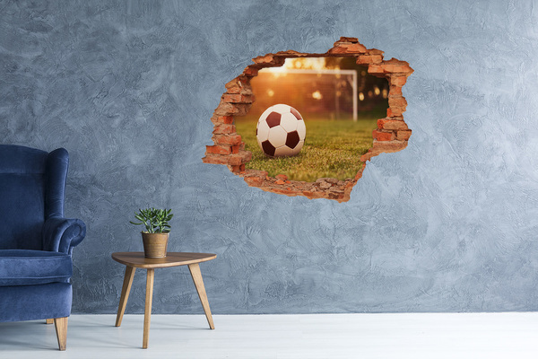 Fototapeta dziura na ścianę 3d Piłka na murawie