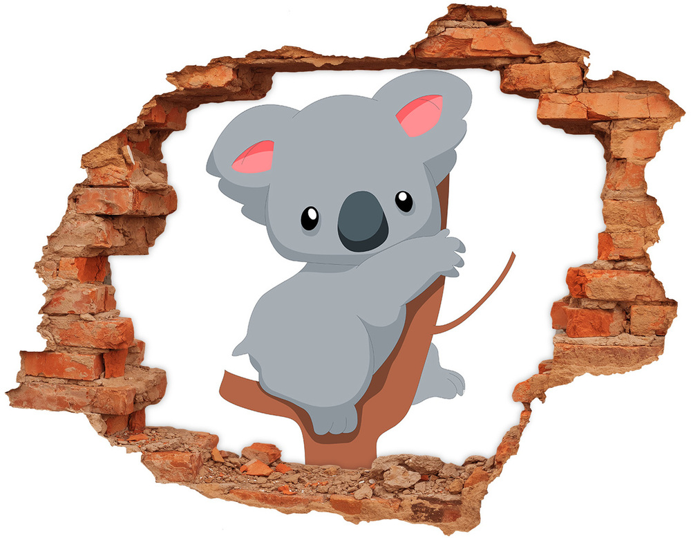Dziura 3d fototapeta naklejka Koala na drzewie