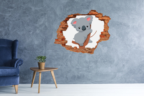 Dziura 3d fototapeta naklejka Koala na drzewie