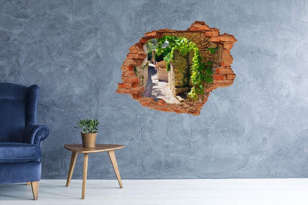 Fototapeta dziura na ścianę 3d Zielona uliczka w miasteczku