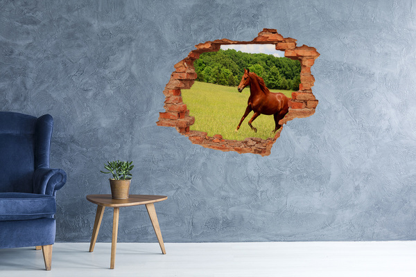 Dziura 3d fototapeta na ścianę Galloping Horse in a Scenic Meadow