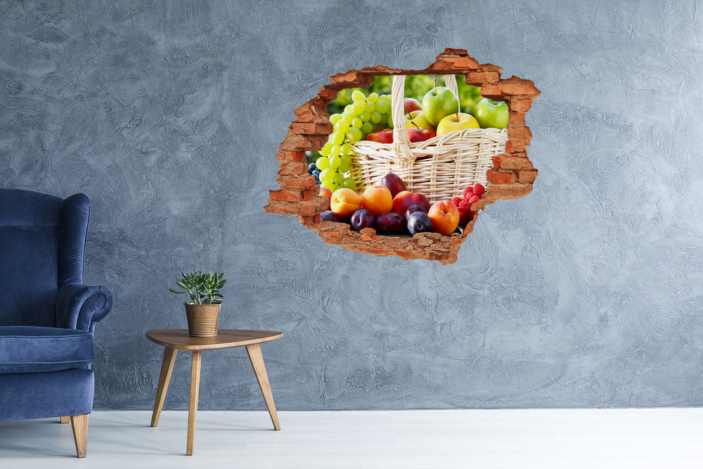 Naklejka 3D dziura na ścianę Kosz owoców