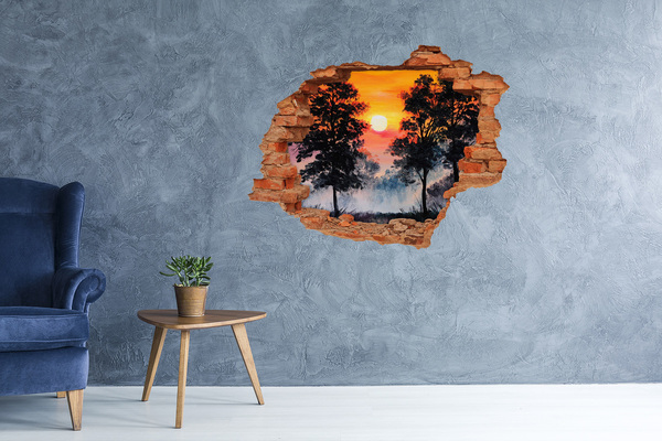 naklejka fototapeta 3D Zachód słońca las