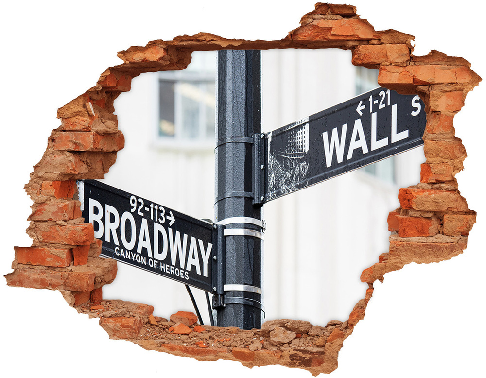 Fototapeta dziura na ścianę 3d Wall street znak