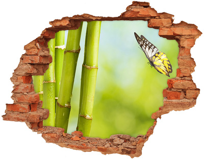 Samoprzylepna dziura naklejka Bambus i motyl