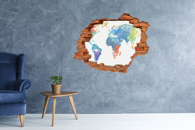 Samoprzylepna dziura na ścianę Mapa świata