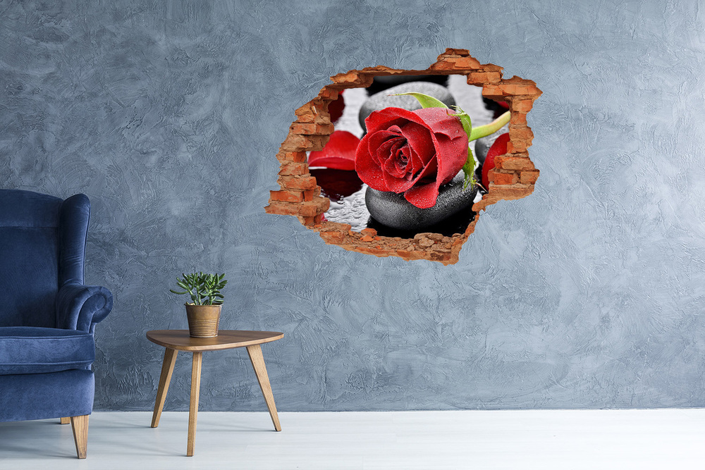 Samoprzylepna dziura na ścianę Czerwona róża