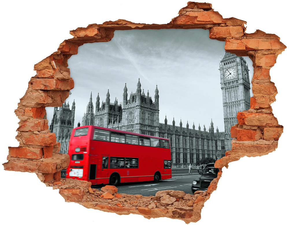Fototapeta dziura na ścianę 3d Londyński autobus