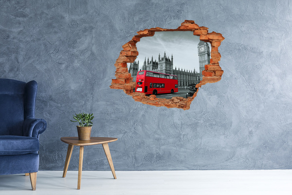 Fototapeta dziura na ścianę 3d Londyński autobus