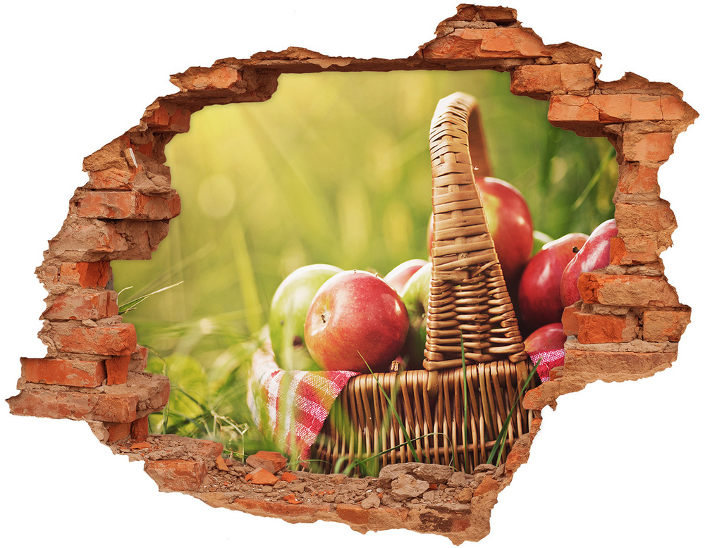 Naklejka 3D dziura na ścianę Jabłka w koszu