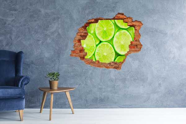 Naklejka 3D dziura okleina beton Świeże limonki w betonie