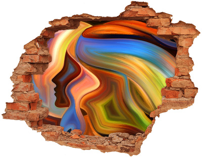 Dziura 3d fototapeta naklejka Kolorowy krajobraz w dziurze w ścianie