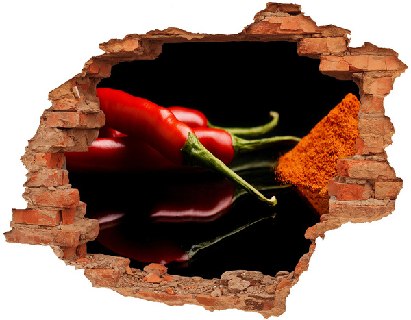 Naklejka 3D dziura okleina Chilli i cayenne