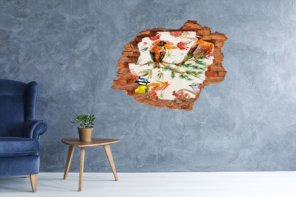 Naklejka 3D dziura samoprzylepna Ptaki w leśnym krajobrazie