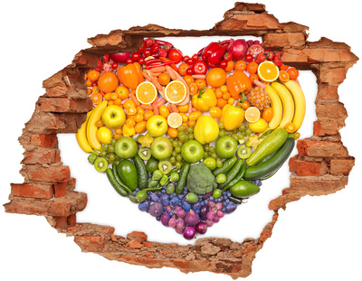 Naklejka 3D dziura okleina Owocowy raj w dziurze w ścianie