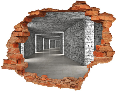 Dziura 3d fototapeta naklejka Tunel z cegły