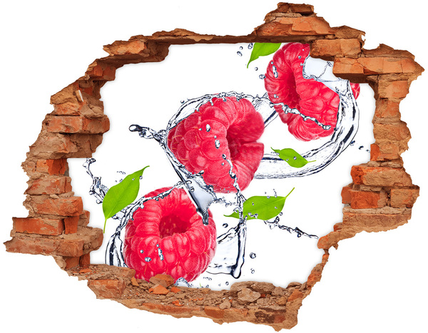 Naklejka dziura na ścianę beton Malina i woda