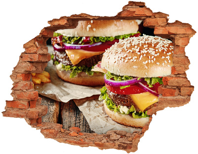 Naklejka 3D dziura okleina beton Hamburgery