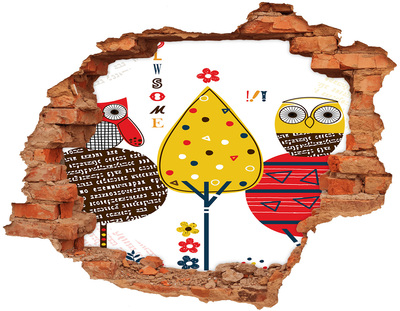 Samoprzylepna naklejka na ścianę Kolorowe drzewa w dziurze w ścianie