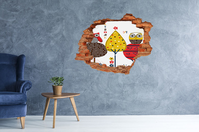 Samoprzylepna naklejka na ścianę Kolorowe drzewa w dziurze w ścianie