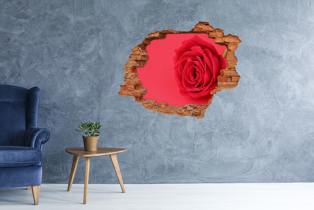 Dziura 3d fototapeta na ścianę Czerwona róża