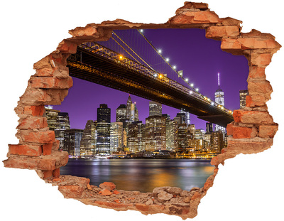Fototapeta dziura na ścianę 3d Manhattan nocą