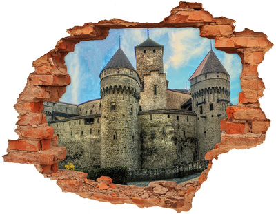 Fototapeta dziura na ścianę 3d Zamek w Szwajcarii