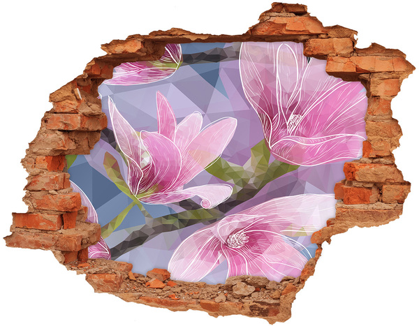 Okleina 3D dziura na ścianę Różowa magnolia