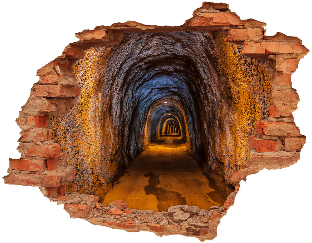 Fototapeta dziura na ścianę 3d Podziemny tunel