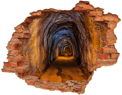Fototapeta dziura na ścianę 3d Tajemniczy tunel w górach