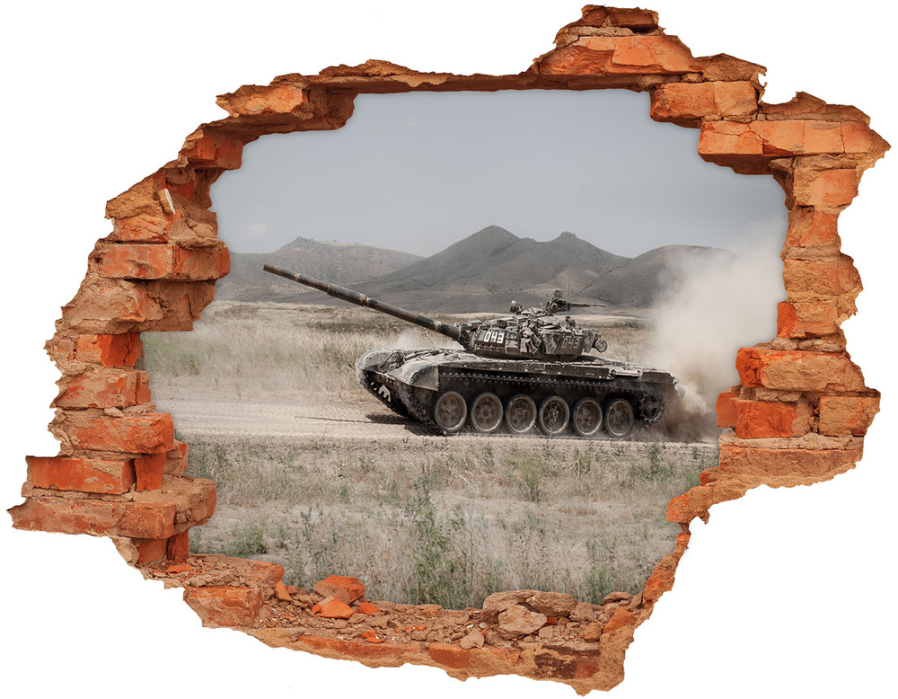 Fototapeta dziura na ścianę Czołg na pustyni