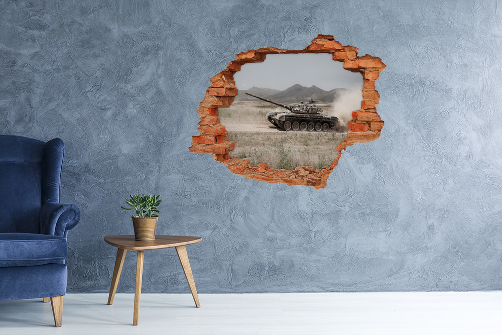Fototapeta dziura na ścianę Czołg na pustyni