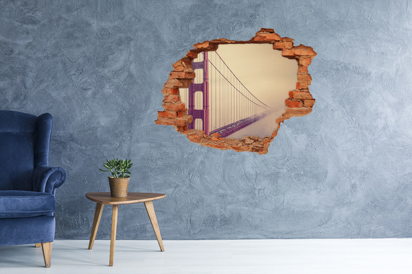 Fototapeta dziura na ścianę 3d Most Golden Gate w chmurach