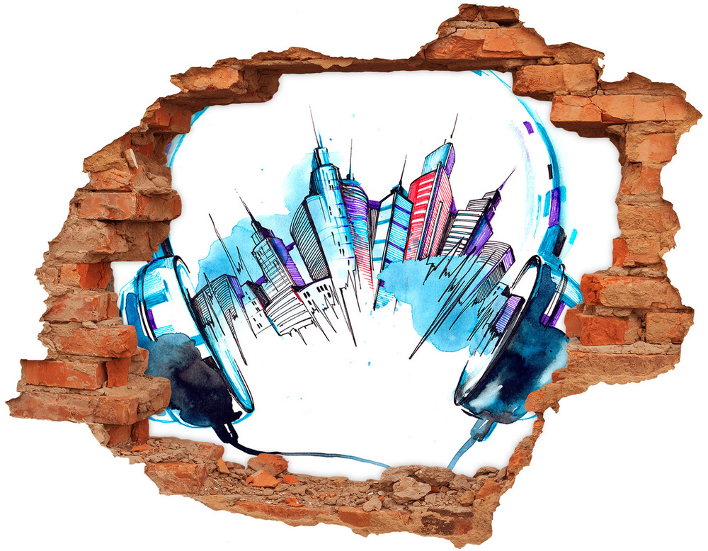 Samoprzylepna dziura 3D naklejka Dźwięki miasta
